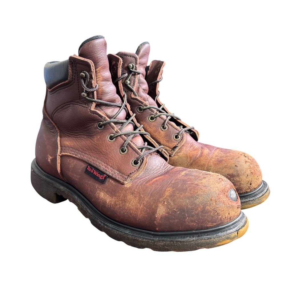 Red Wing 2406 Mens 11 Work Boots Steel Toe Leather Brown Made inโ USA EH Rated